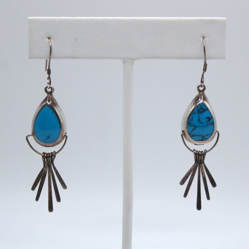 Vintage 925 Turquoise Dangle Earring | Signed Sterling MX